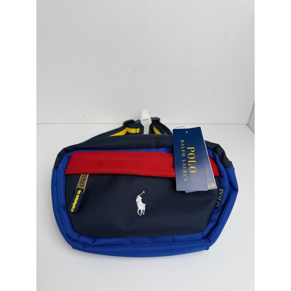 Polo Ralph Lauren Colorblock Canvas Waist Pack Fanny Pack Navy Blue Red Green